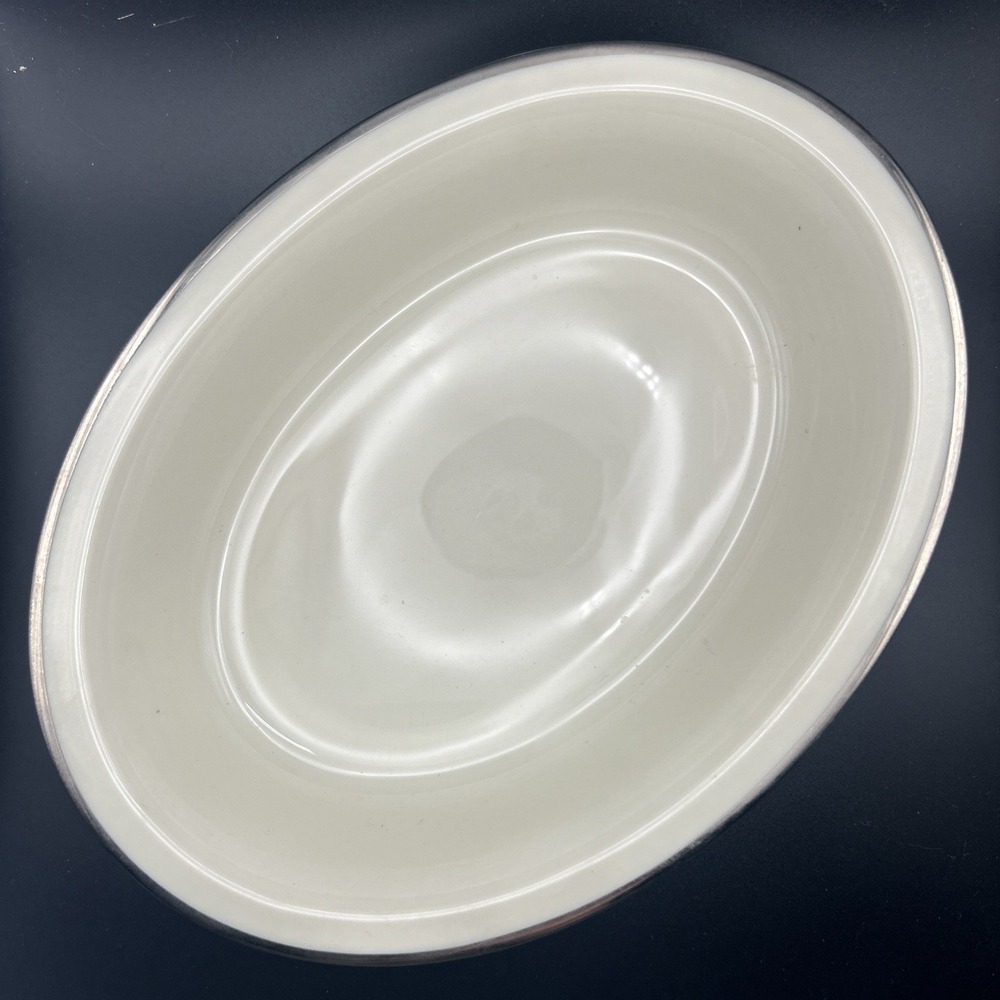 LENOX Ivory Fine China Montclair Platinum Trim Oval Serving Bowl | Vintage